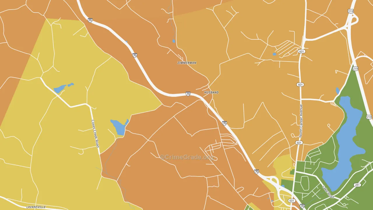 Husband, PA Map of Robbery Rates