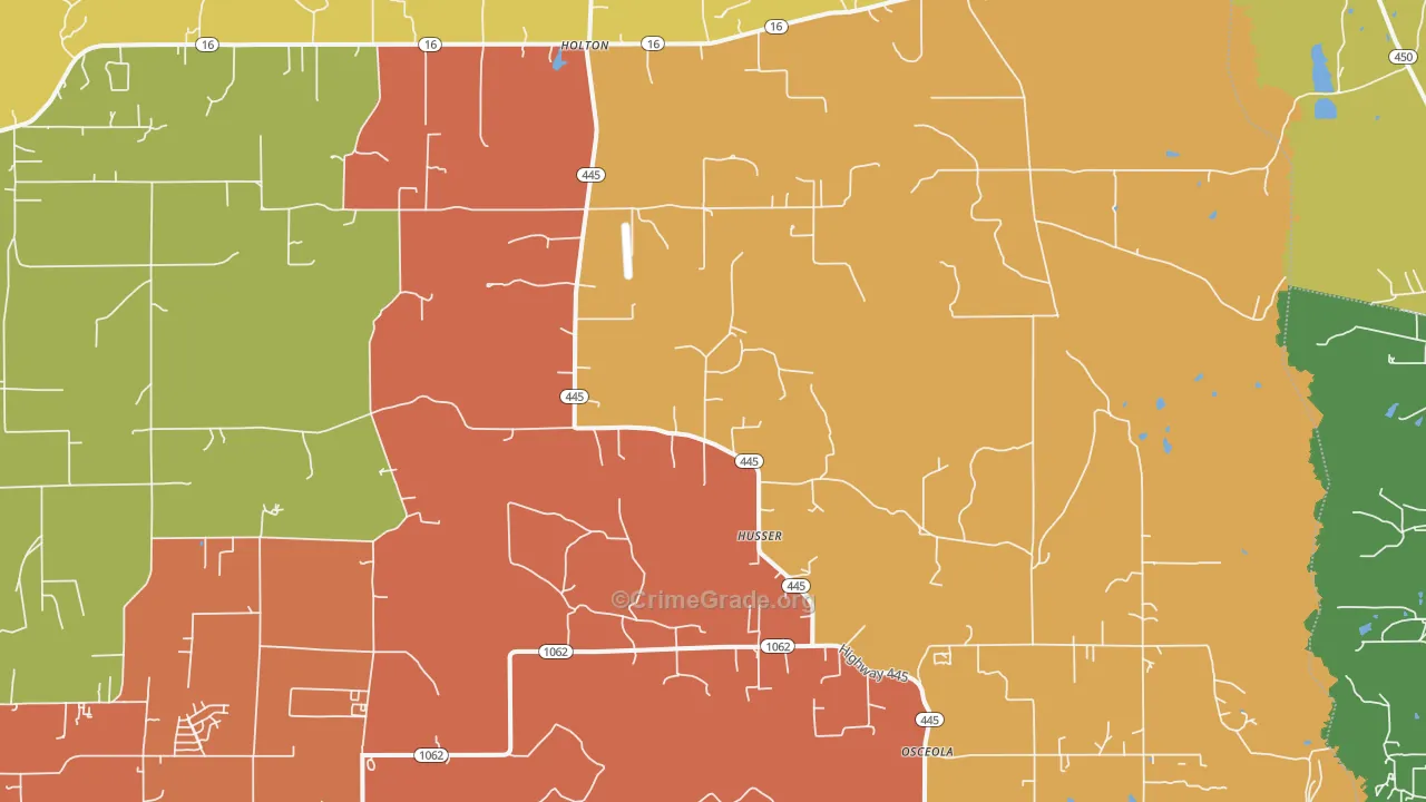 Husser, LA Map of Robbery Rates