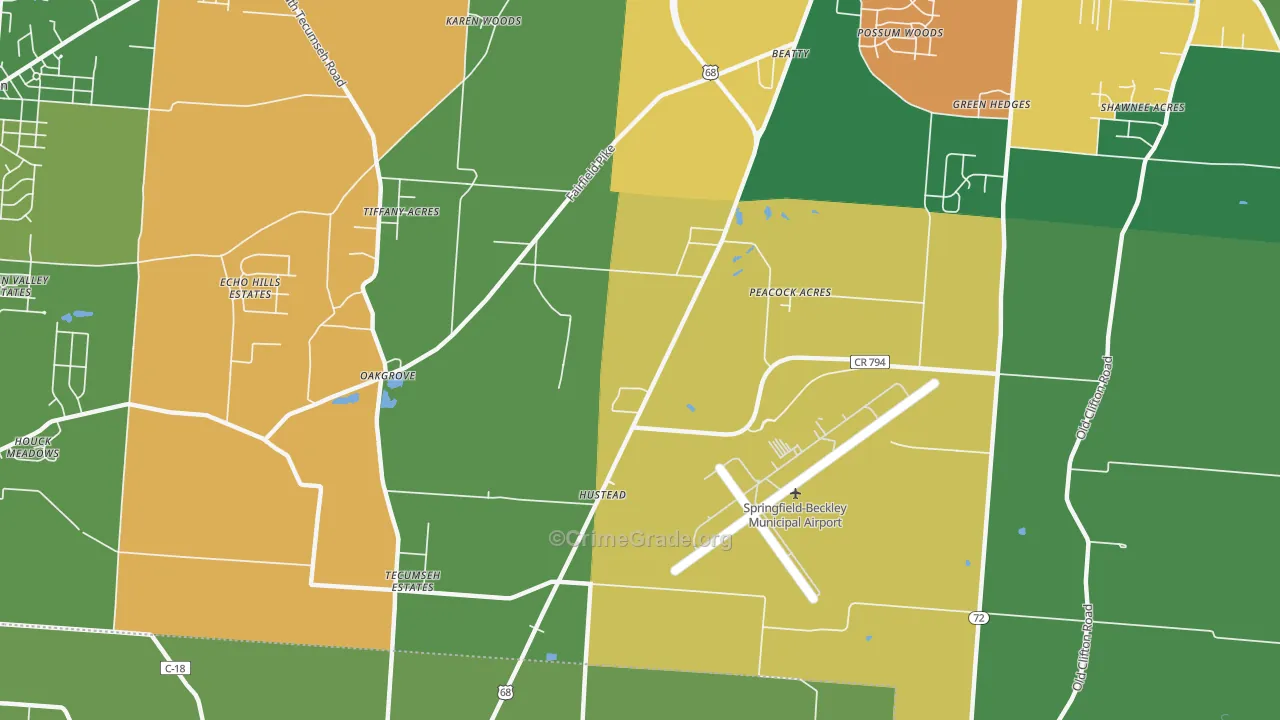Hustead, OH Map of Robbery Rates