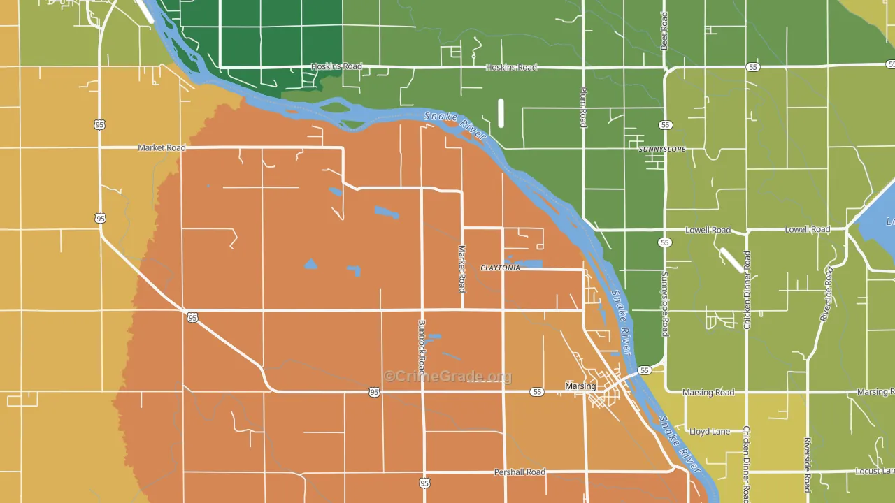 Huston, ID Map of Robbery Rates