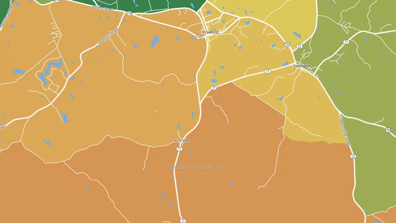 Hutchins, GA Map of Robbery Rates