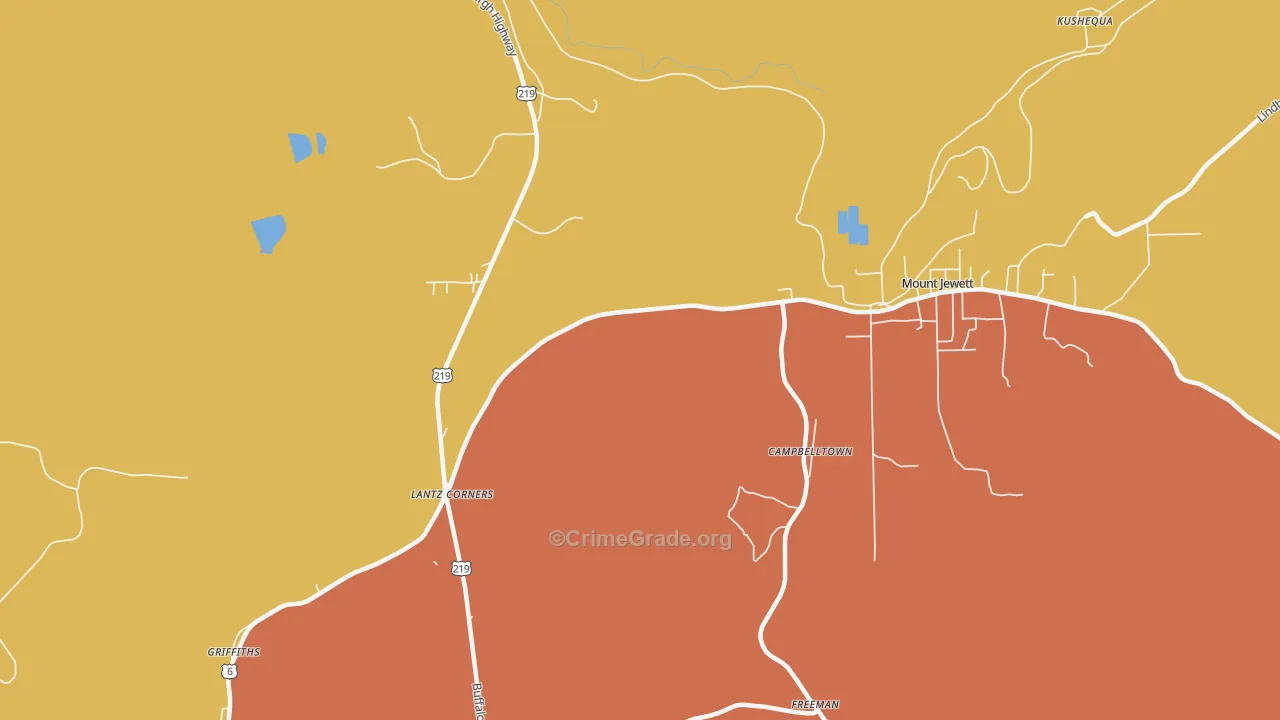 Hutchins, PA Map of Robbery Rates