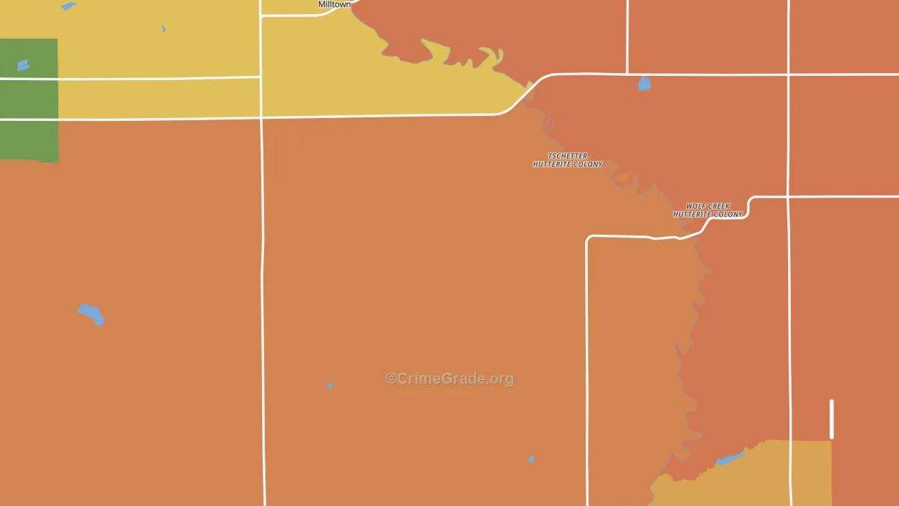 Hutchinson County, SD Map of Robbery Rates