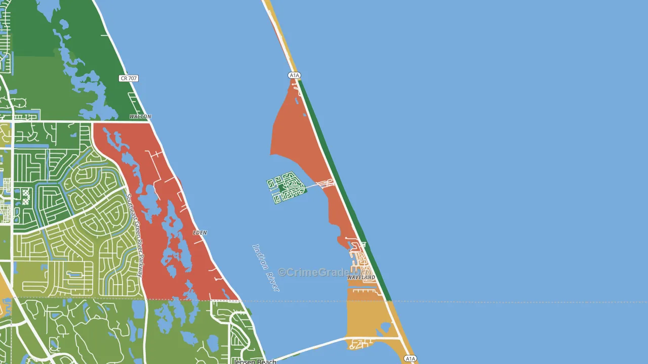 Hutchinson Island South, FL Map of Robbery Rates