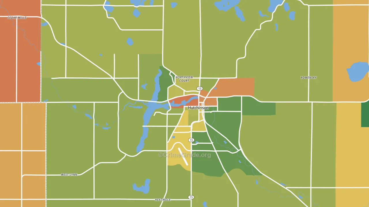Hutchinson, MN Map of Robbery Rates