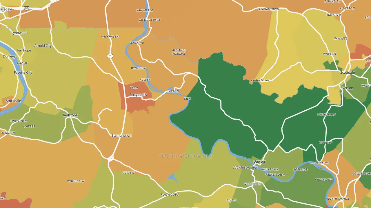 Hutchinson, PA Map of Robbery Rates