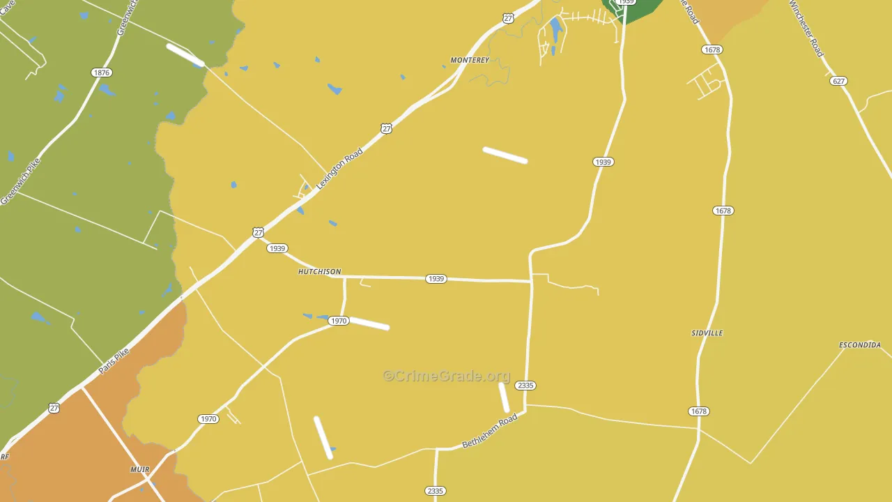 Hutchison, KY Map of Robbery Rates
