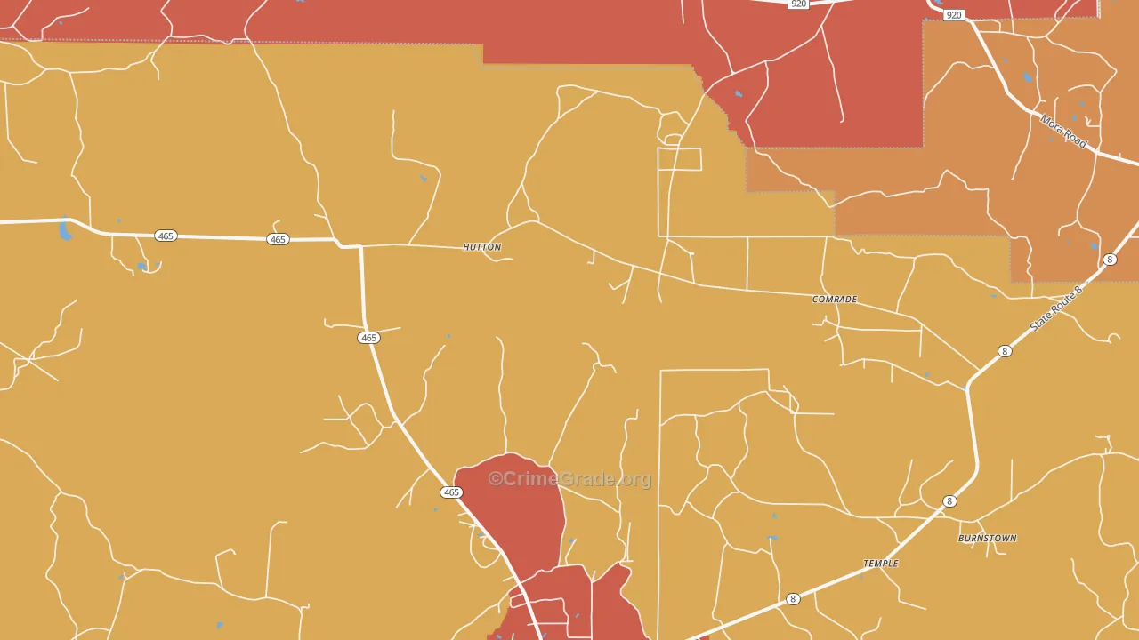 Hutton, LA Map of Robbery Rates