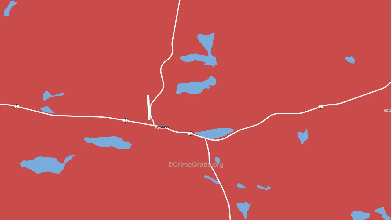 Hyannis, NE Map of Robbery Rates