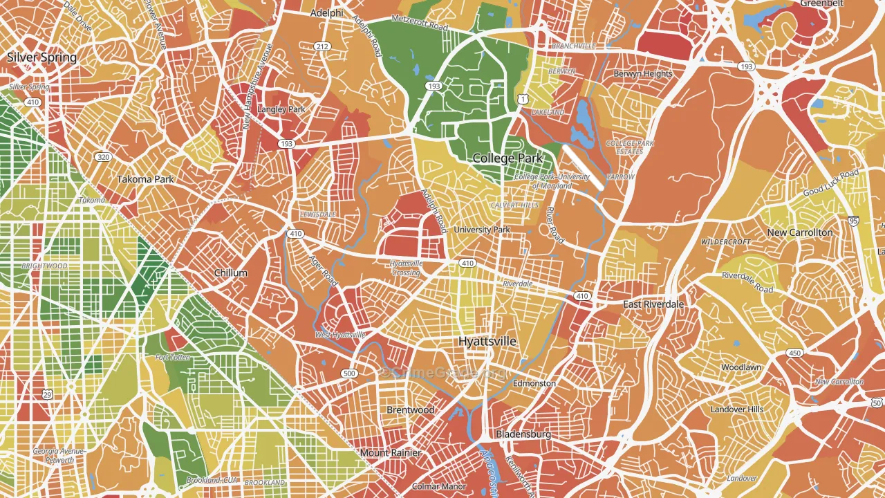 Hyattsville, MD Map of Robbery Rates