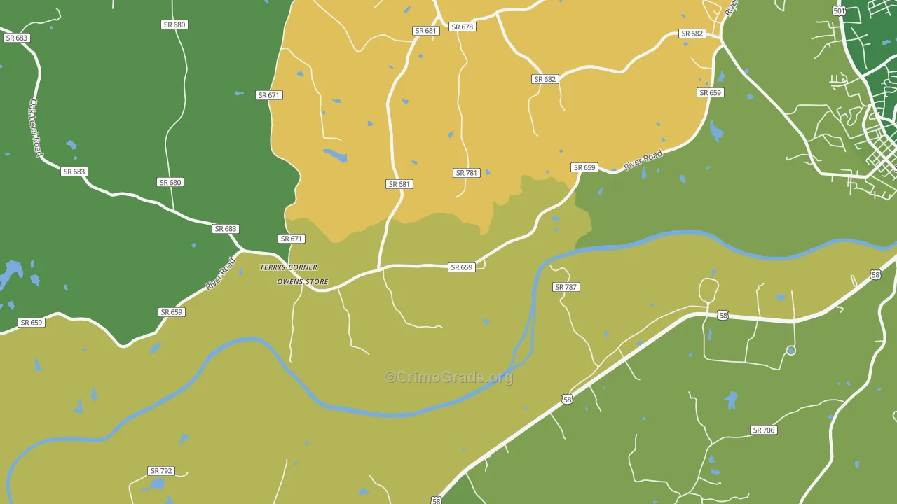 Hyco, VA Map of Robbery Rates