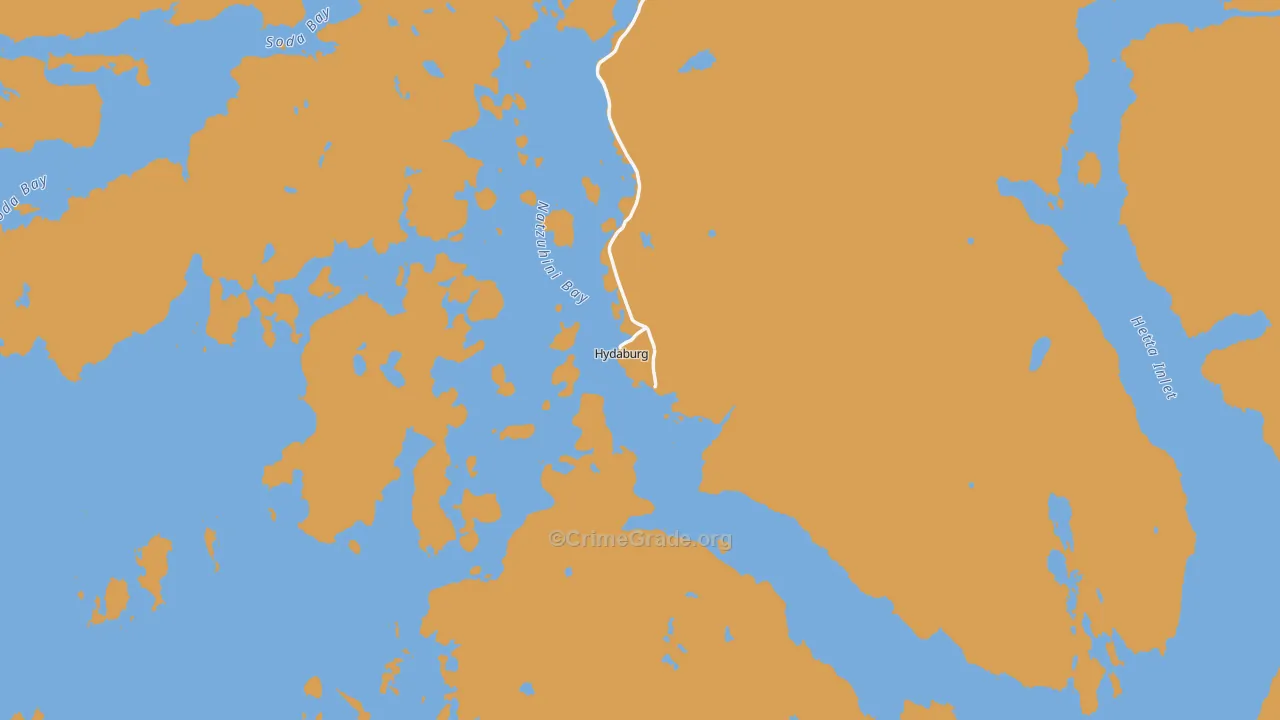 Hydaburg, AK Map of Robbery Rates