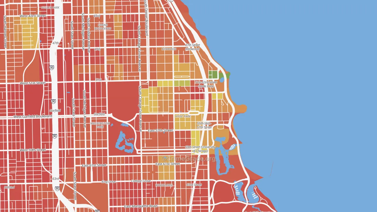 Hyde Park, Chicago, IL Map of Robbery Rates