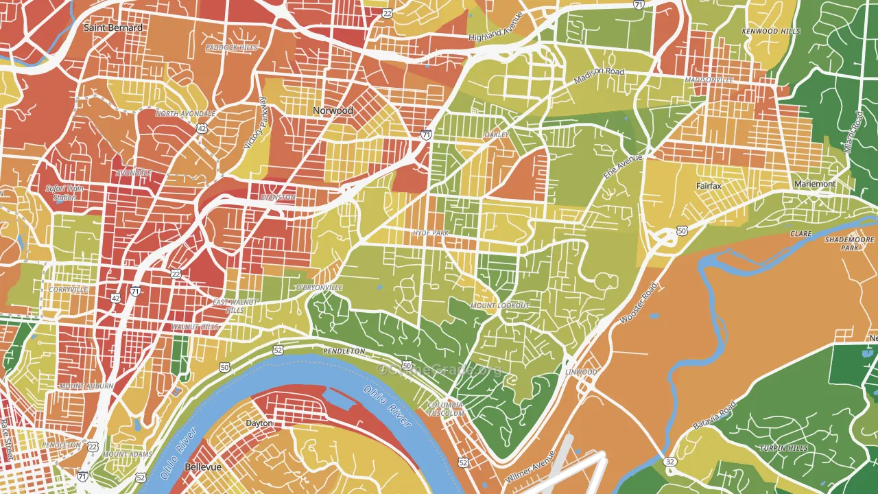 Hyde Park, Cincinnati, OH Map of Robbery Rates
