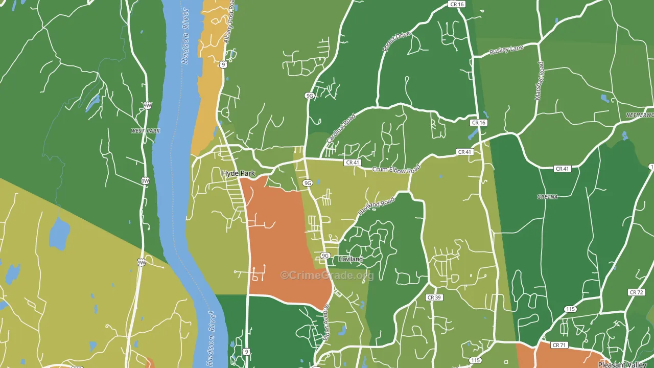Hyde Park, NY Map of Robbery Rates