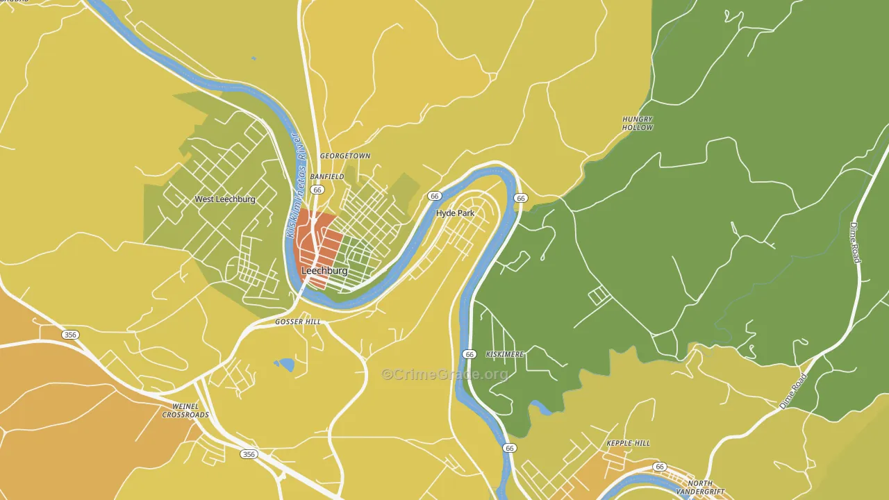 Hyde Park, PA Map of Robbery Rates