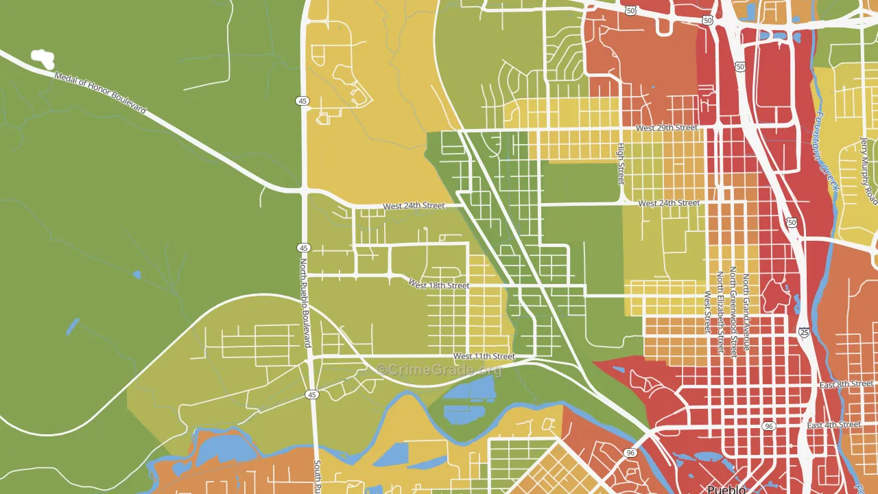 Hyde Park, Pueblo, CO Map of Robbery Rates