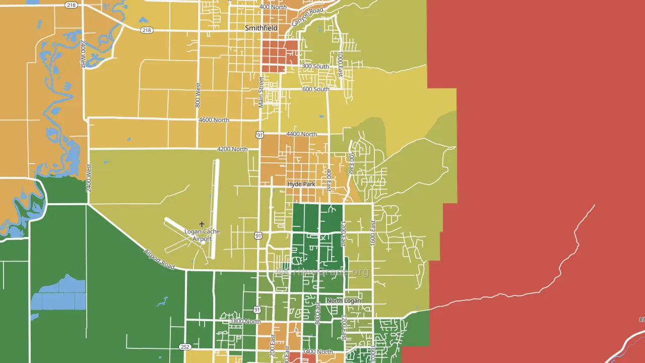 Hyde Park, UT Map of Robbery Rates