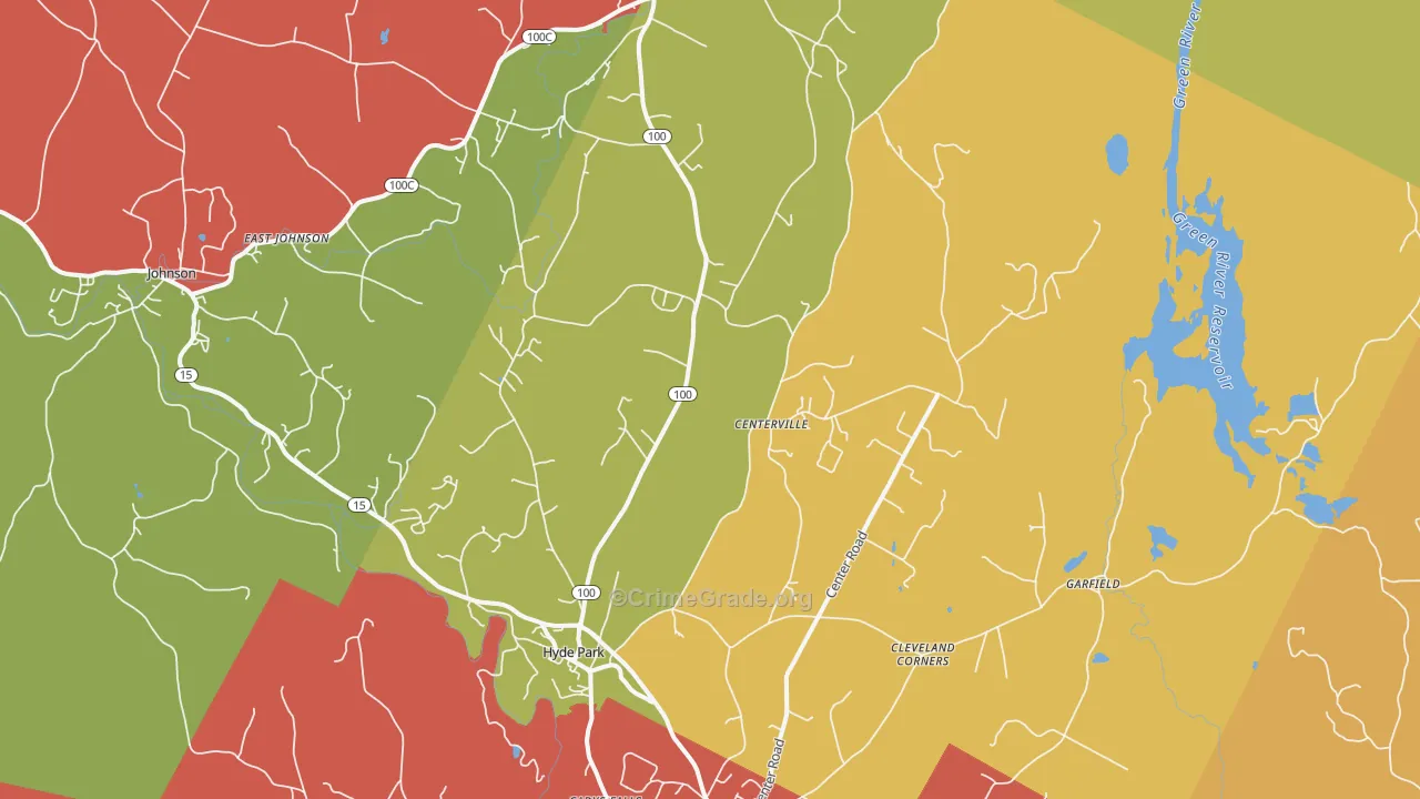 Hyde Park, VT Map of Robbery Rates