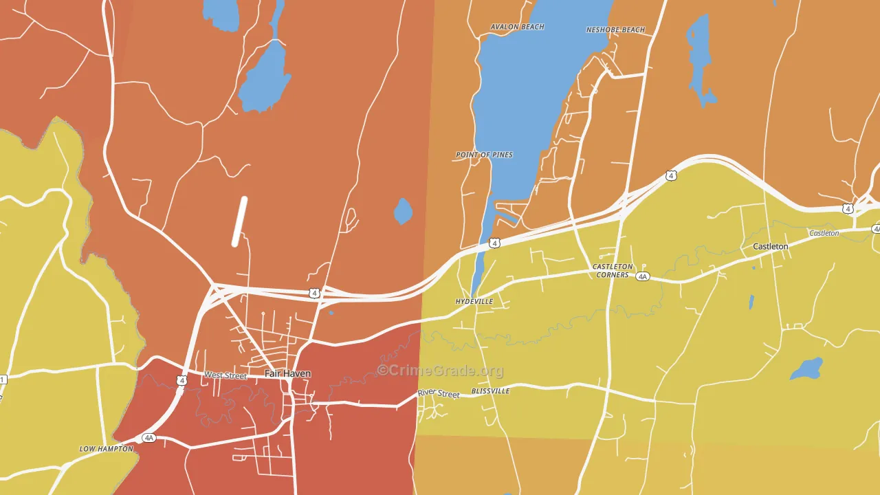Hydeville, VT Map of Robbery Rates