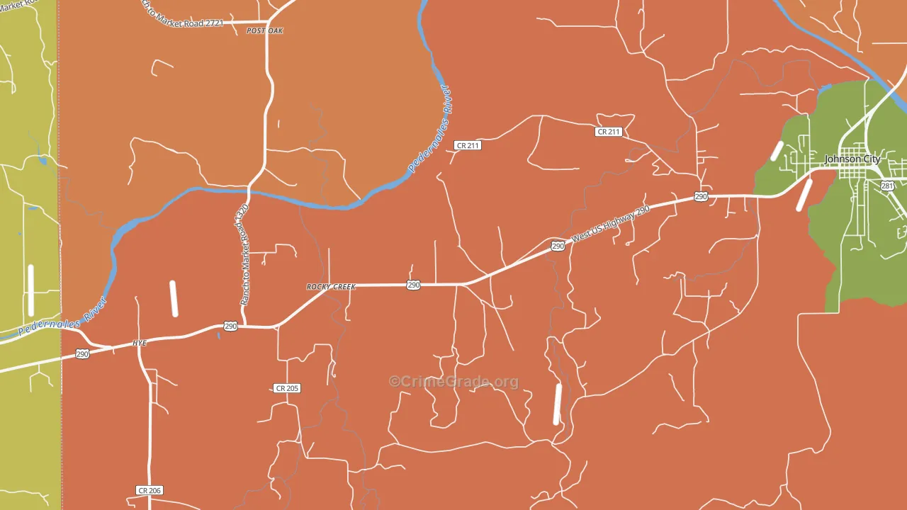 Hye, TX Map of Robbery Rates