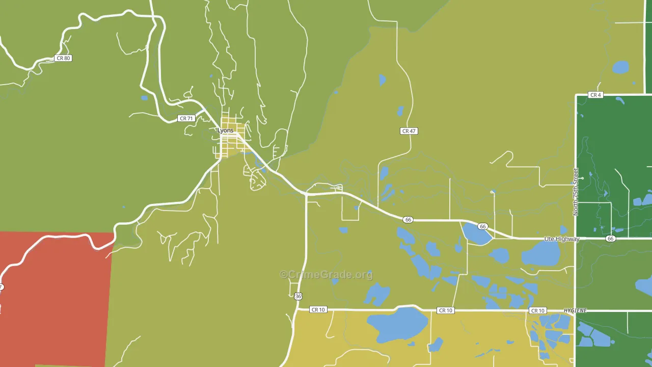 Hygiene, CO Map of Robbery Rates