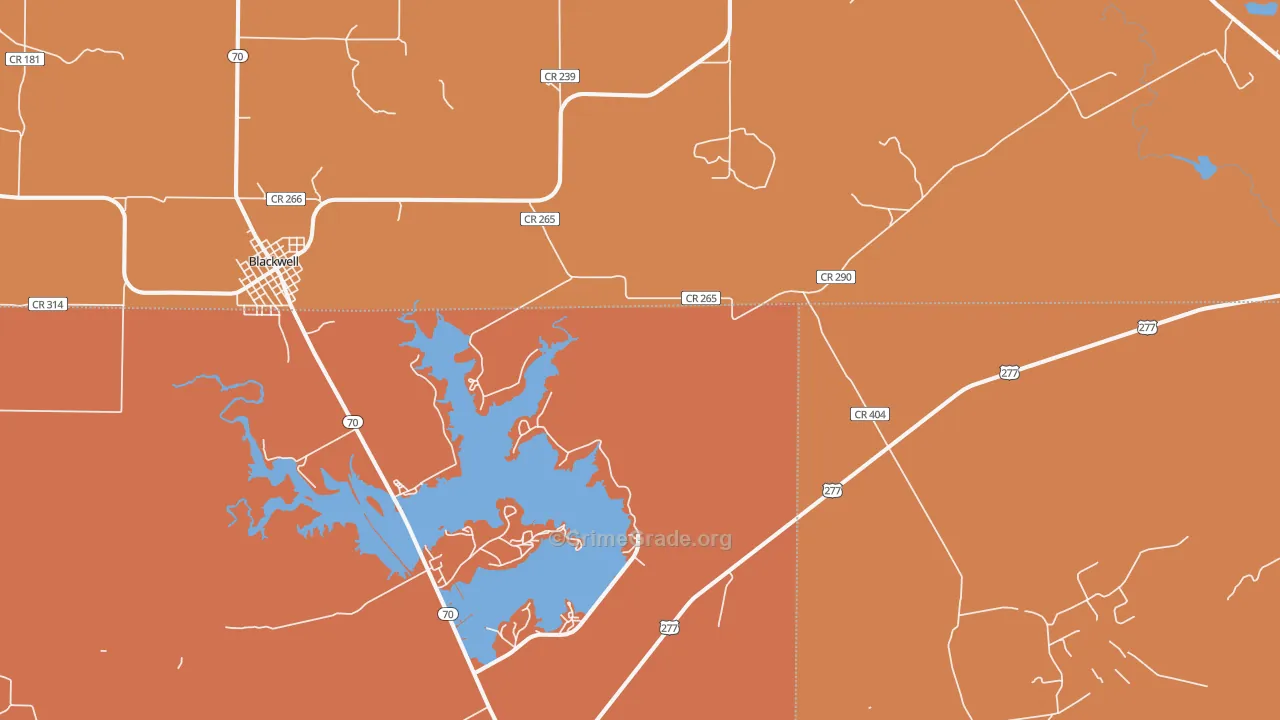 Hylton, TX Map of Robbery Rates