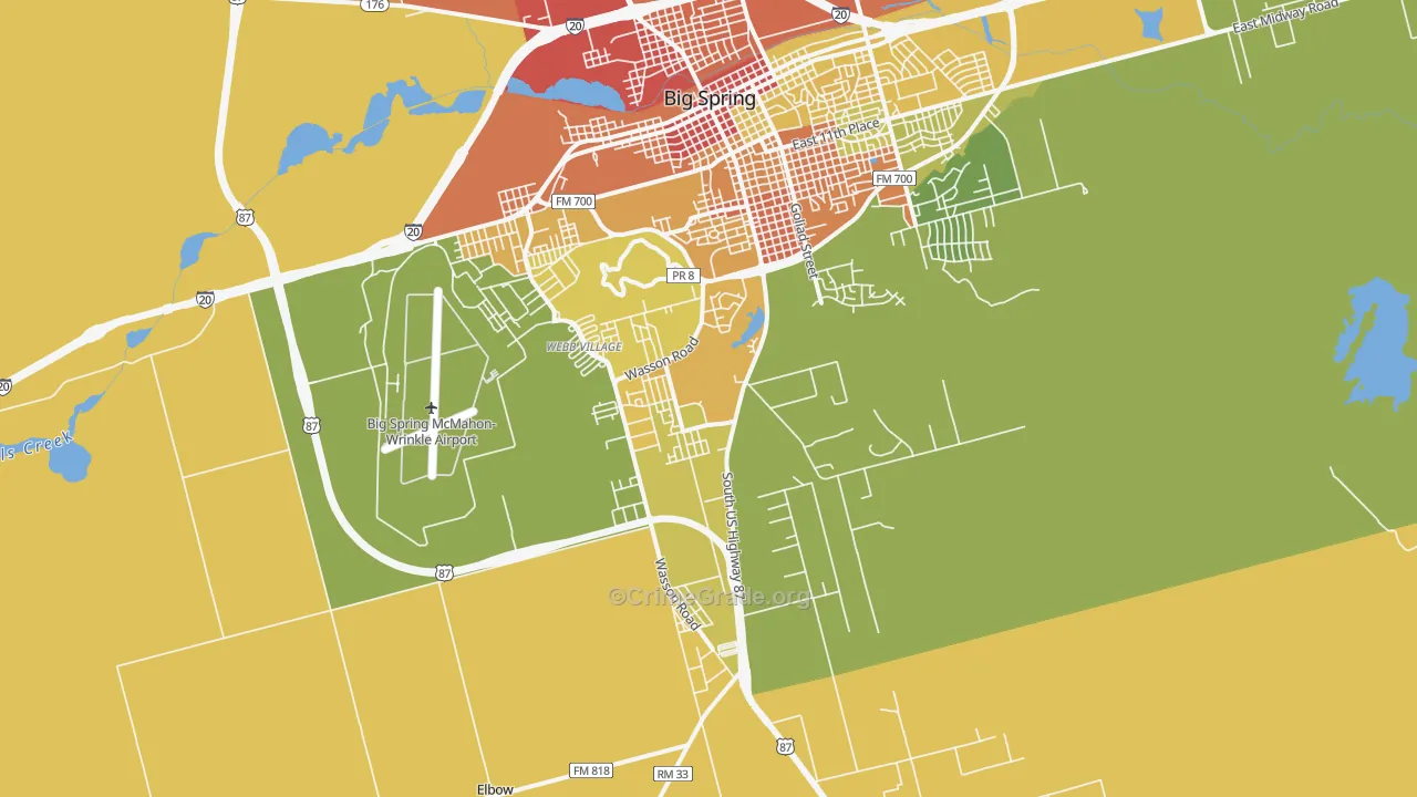 Hyman, TX Map of Robbery Rates