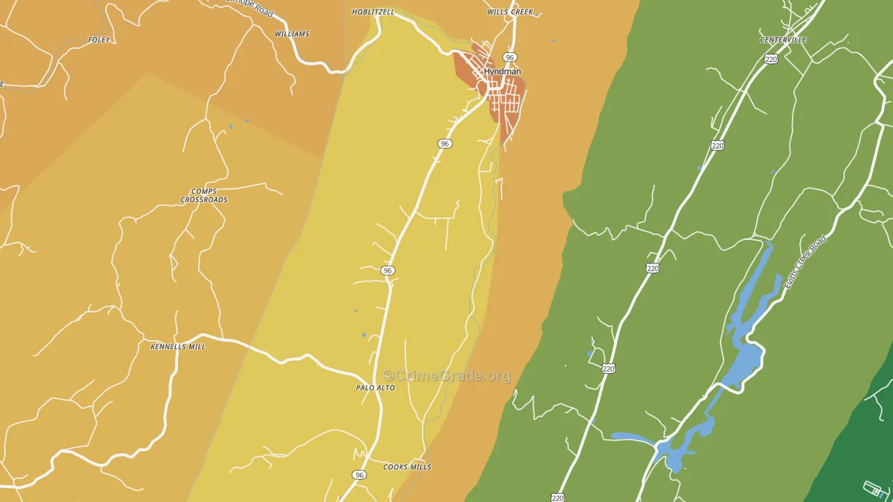 Hyndman, PA Map of Robbery Rates