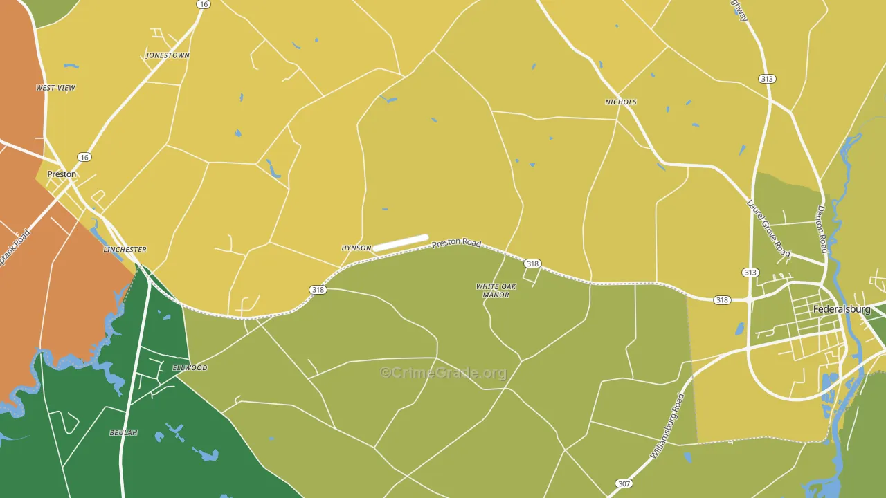 Hynson, MD Map of Robbery Rates