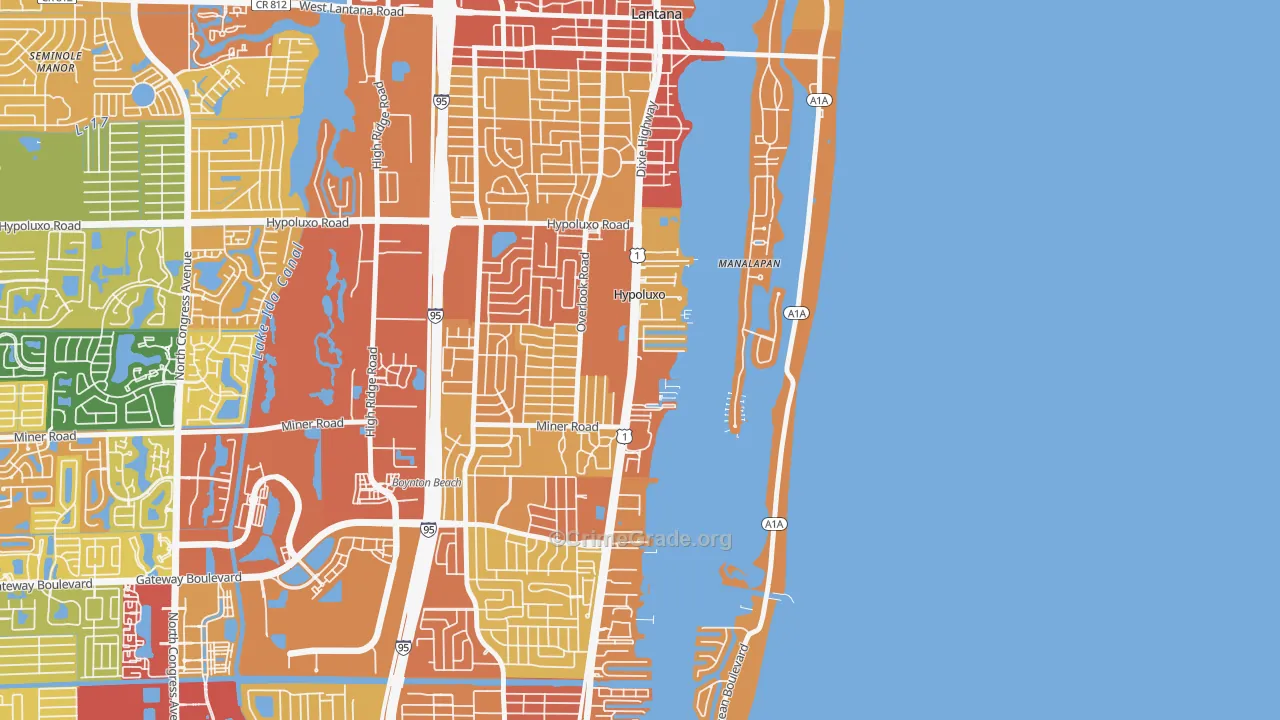 Hypoluxo, FL Map of Robbery Rates