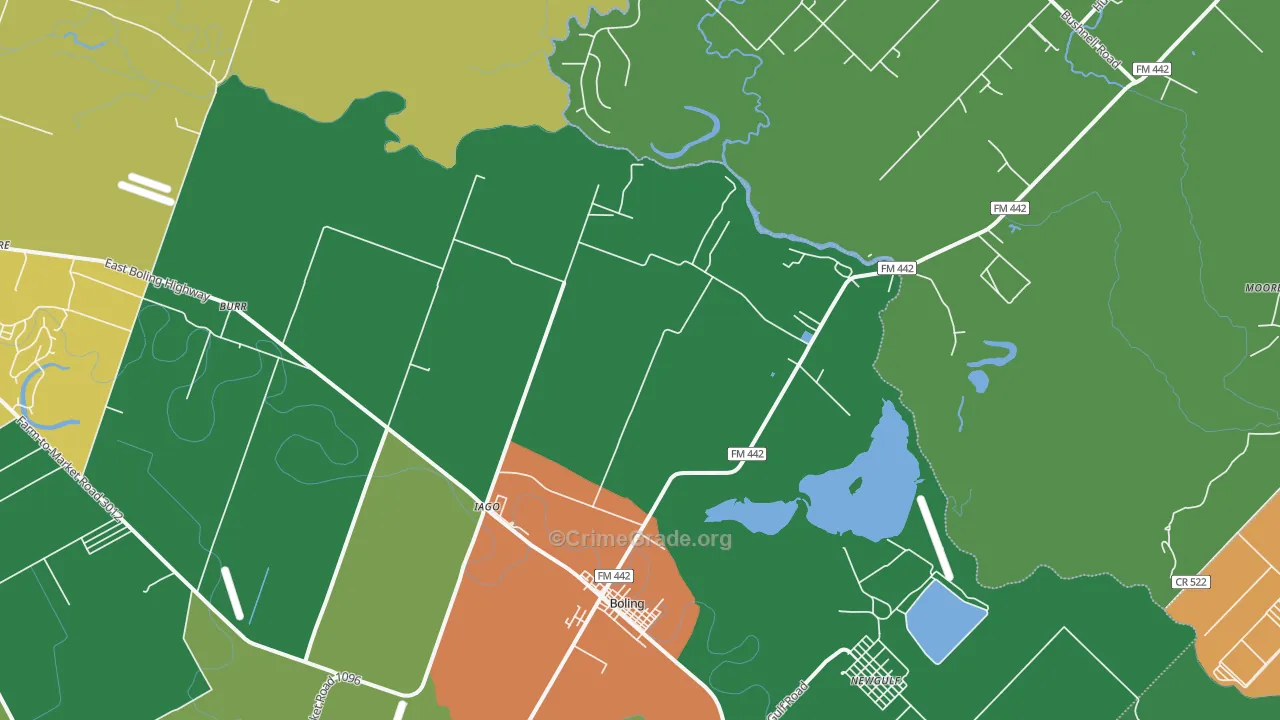 Iago, TX Map of Robbery Rates