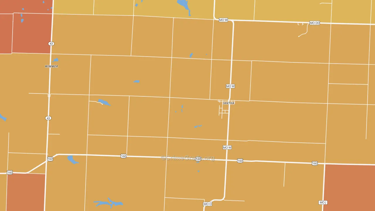 Iantha, MO Map of Robbery Rates