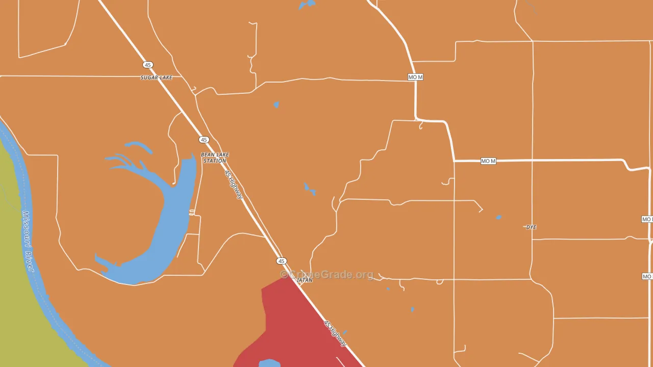 Iatan, MO Map of Robbery Rates