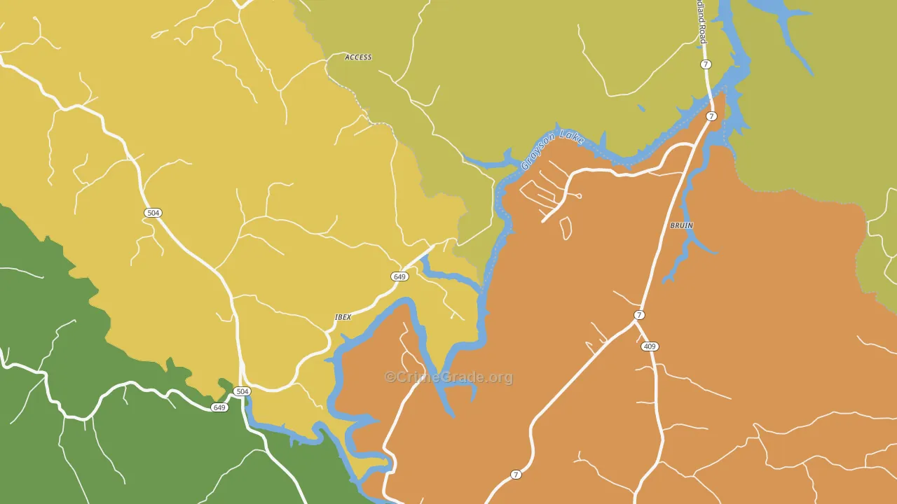 Ibex, KY Map of Robbery Rates