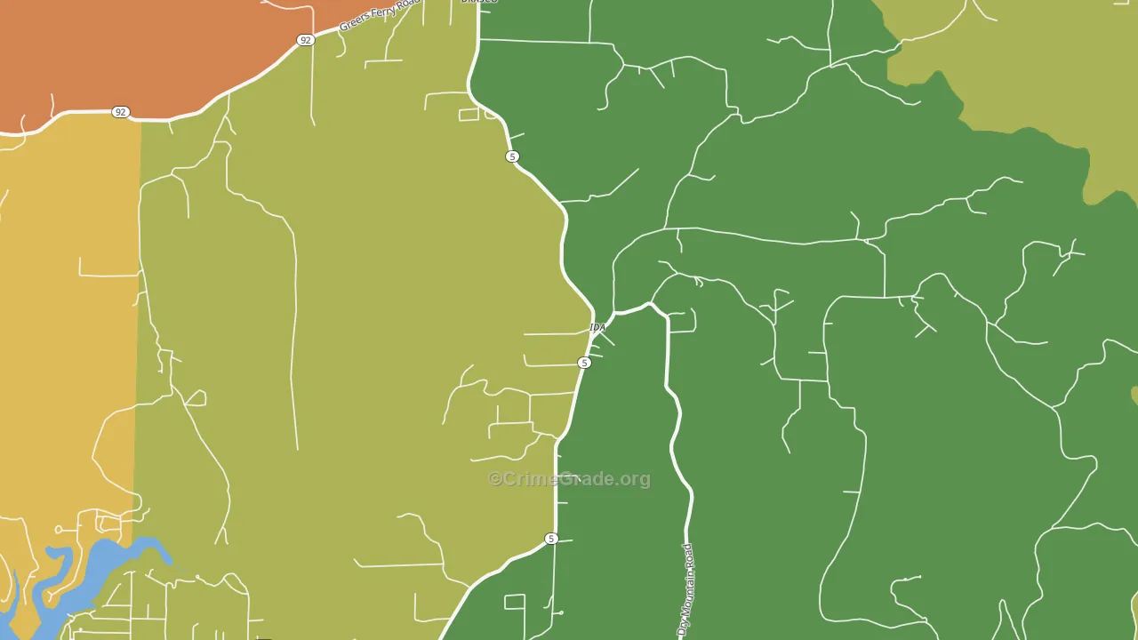 Ida, AR Map of Robbery Rates