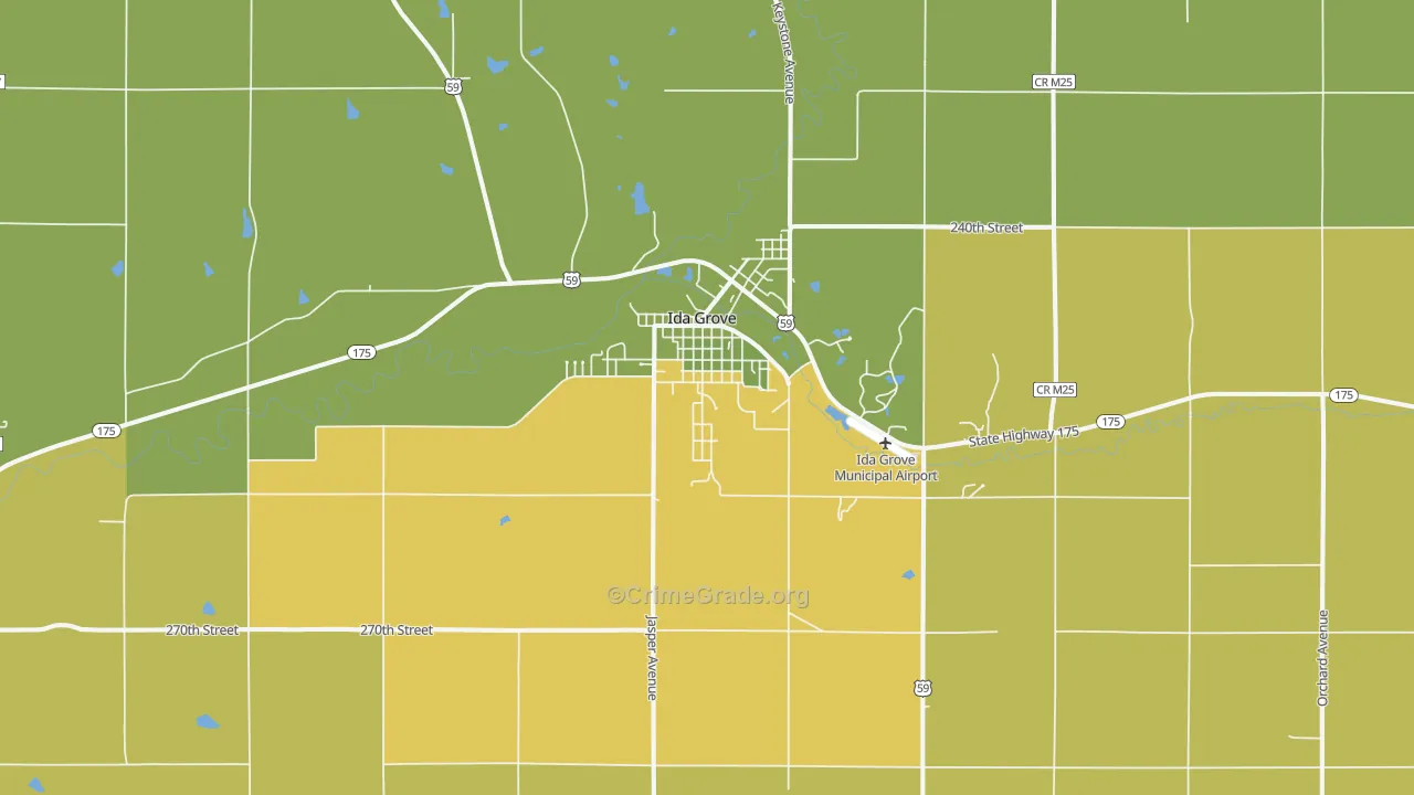 Ida Grove, IA Map of Robbery Rates