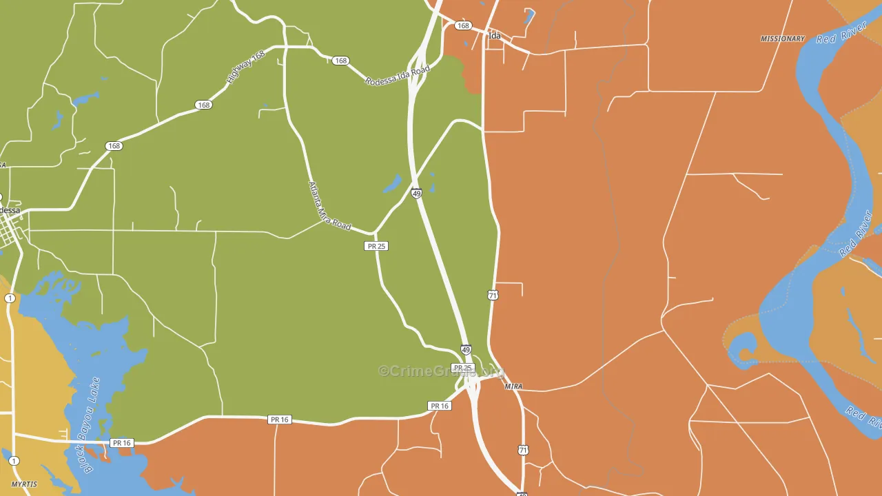 Ida, LA Map of Robbery Rates