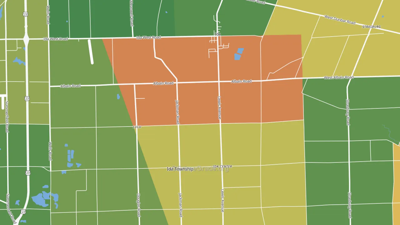 Ida, MI Map of Robbery Rates