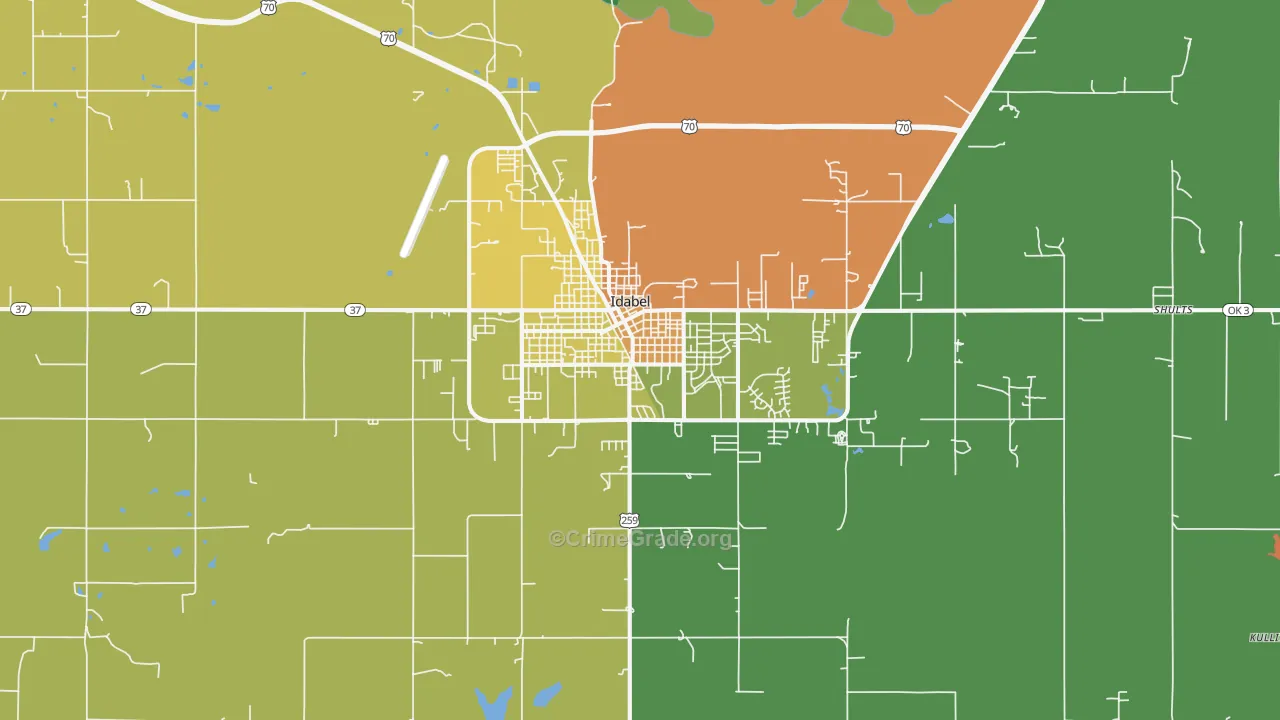 Idabel, OK Map of Robbery Rates