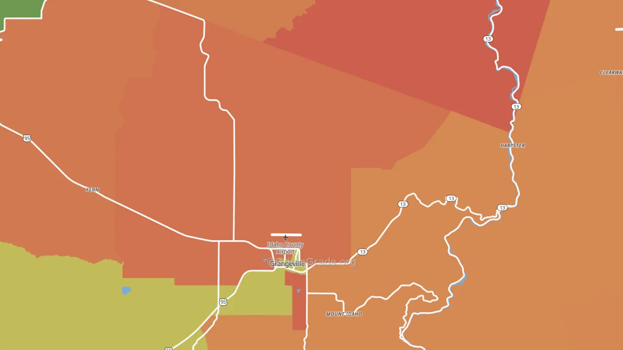 Idaho County, ID Map of Robbery Rates