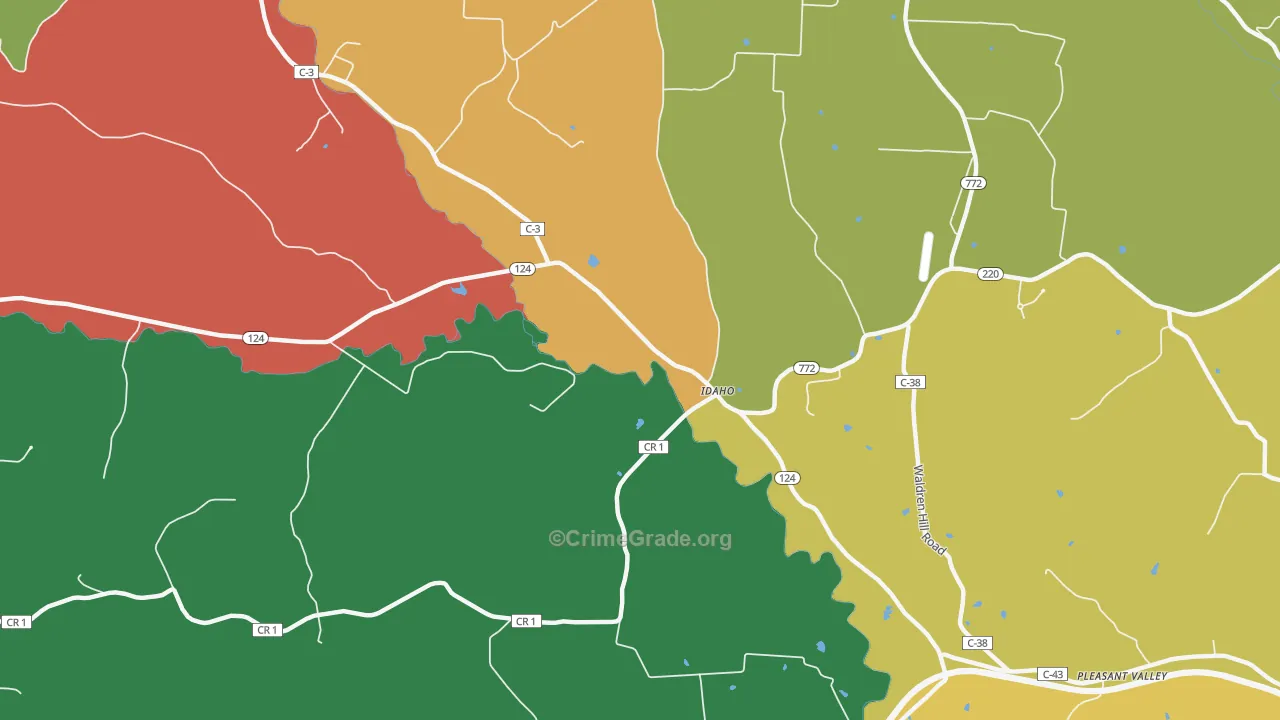 Idaho, OH Map of Robbery Rates