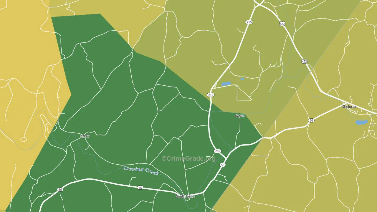 Idaho, PA Map of Robbery Rates