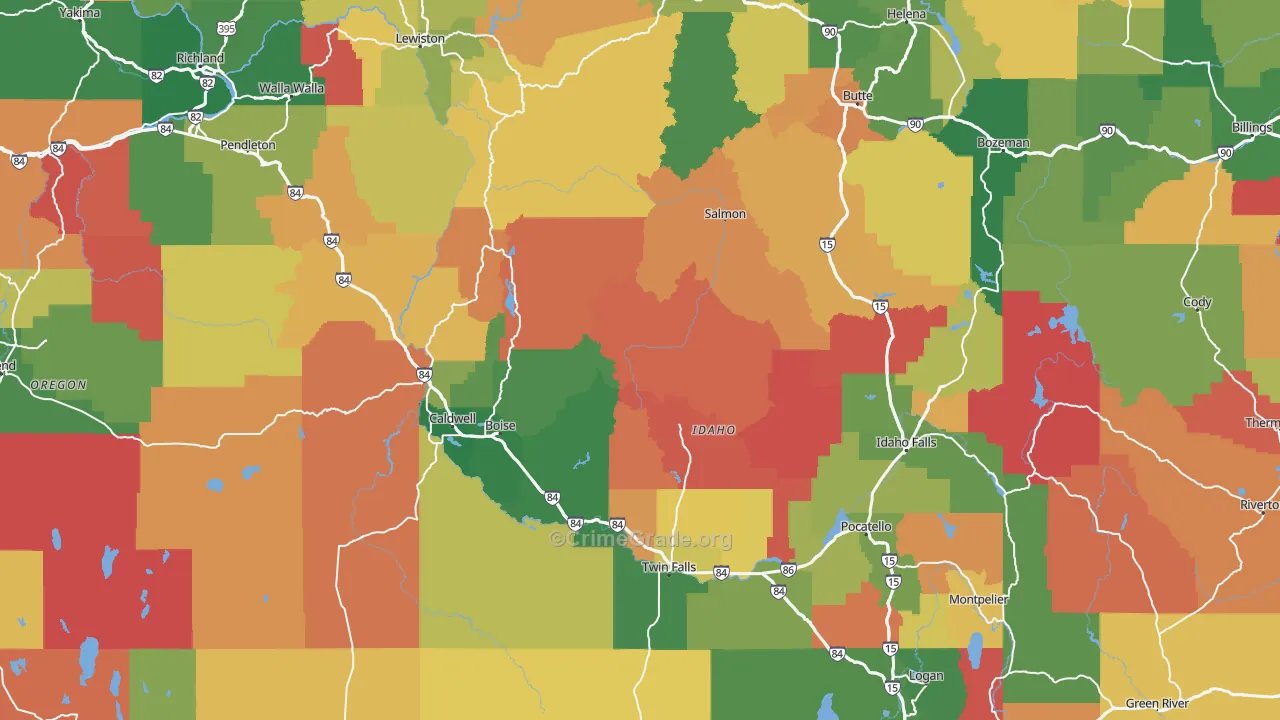 Idaho Map of Robbery Rates