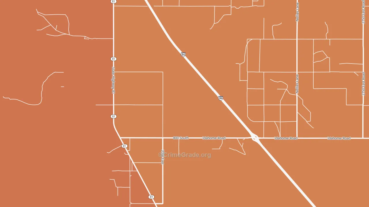 Idahome, ID Map of Robbery Rates