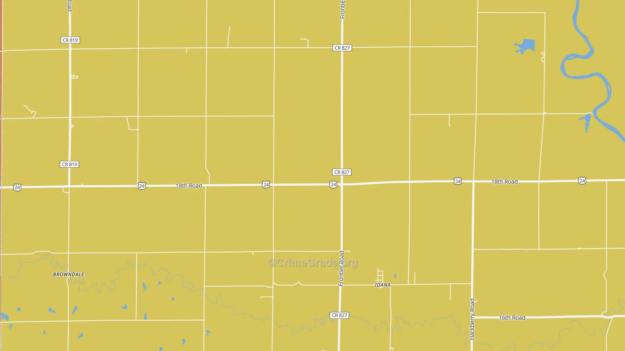 Idana, KS Map of Robbery Rates