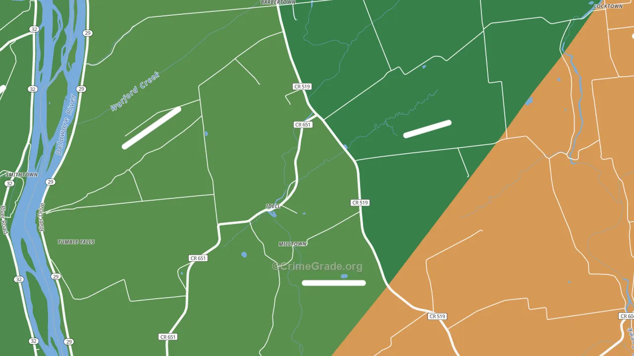 Idell, NJ Map of Robbery Rates