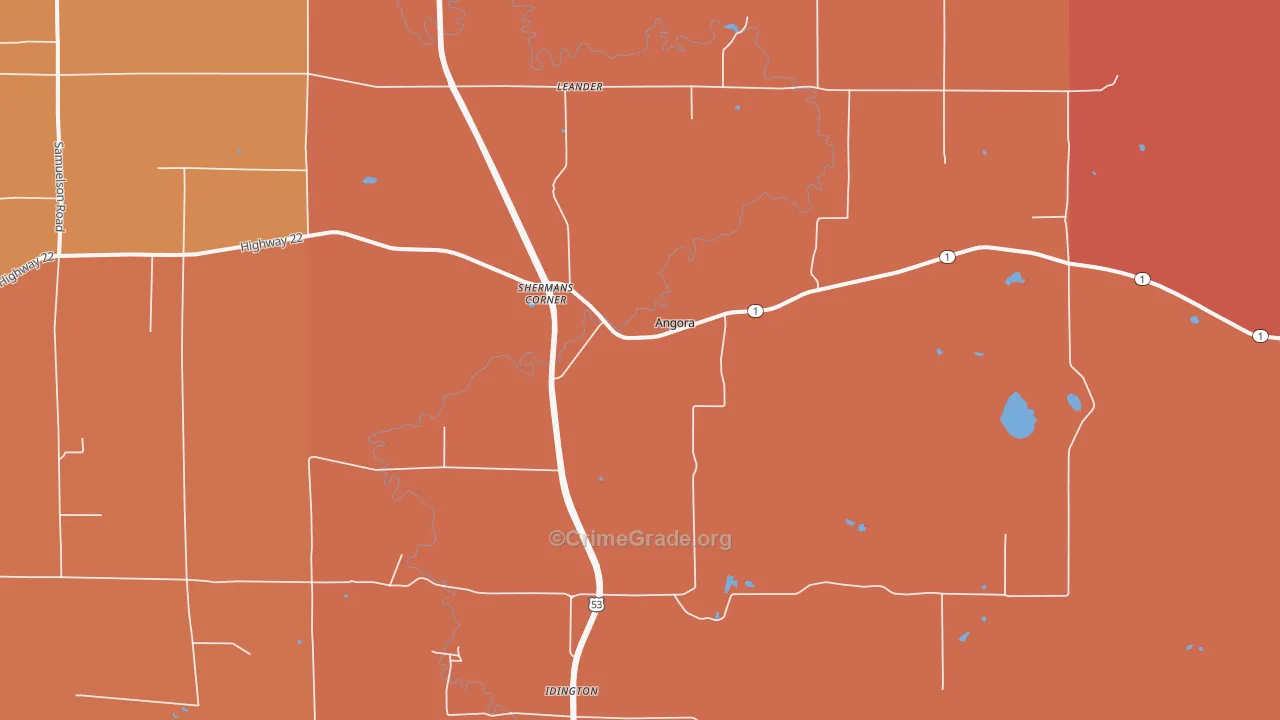 Idington, MN Map of Robbery Rates