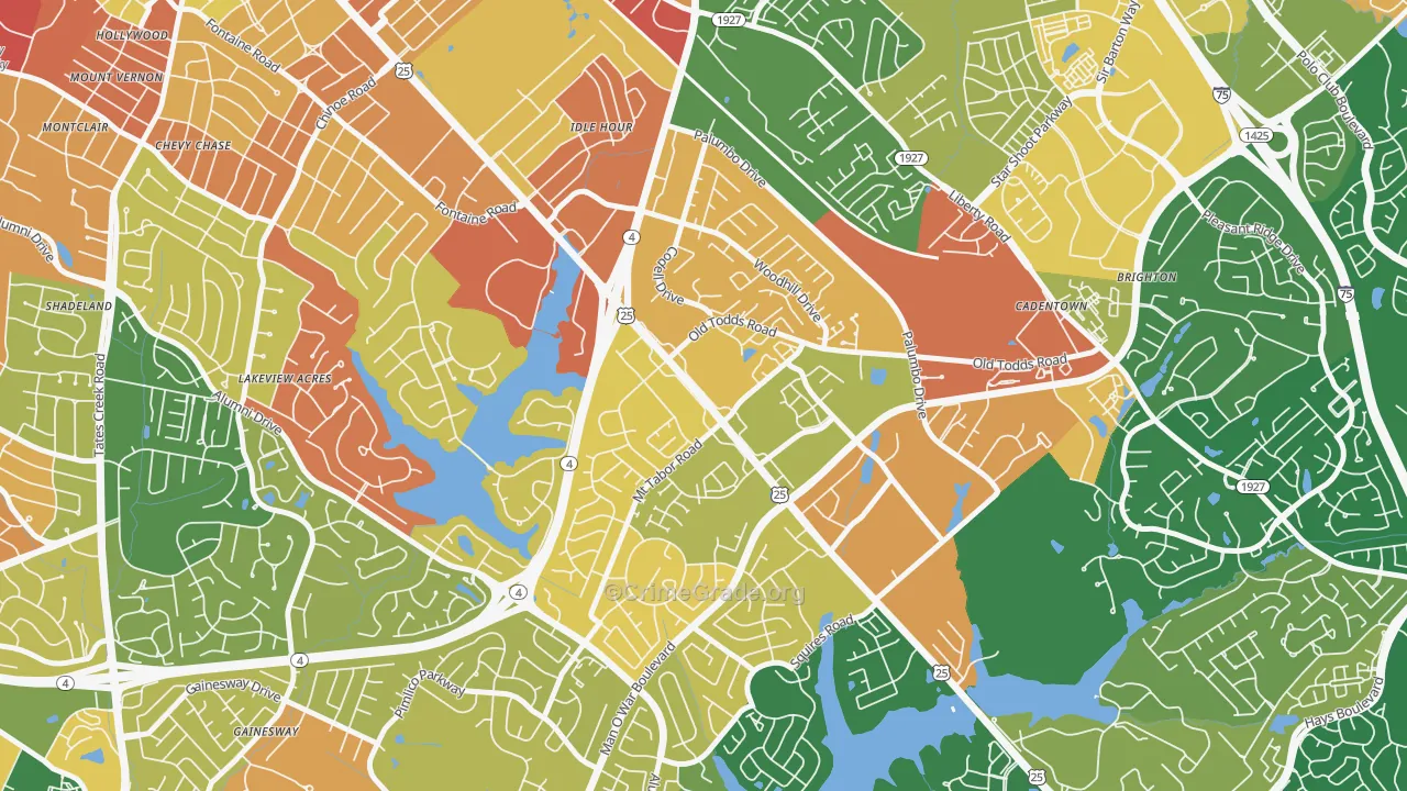 Idle Hour, Lexington, KY Map of Robbery Rates