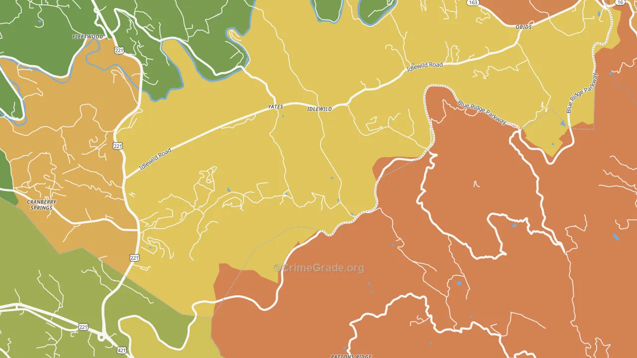 Idlewild, NC Map of Robbery Rates